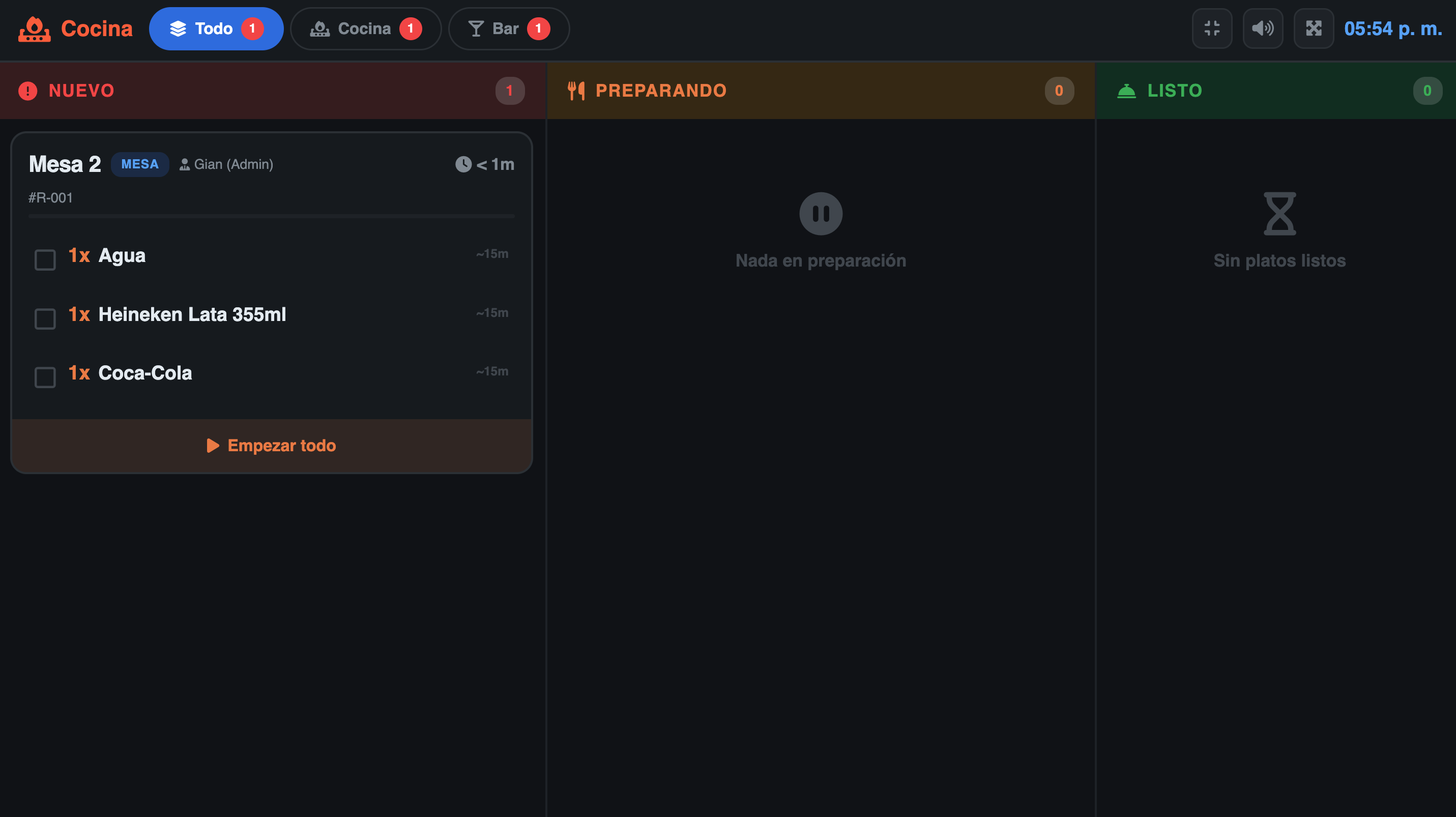 RondApp KDS Monitor de Cocina